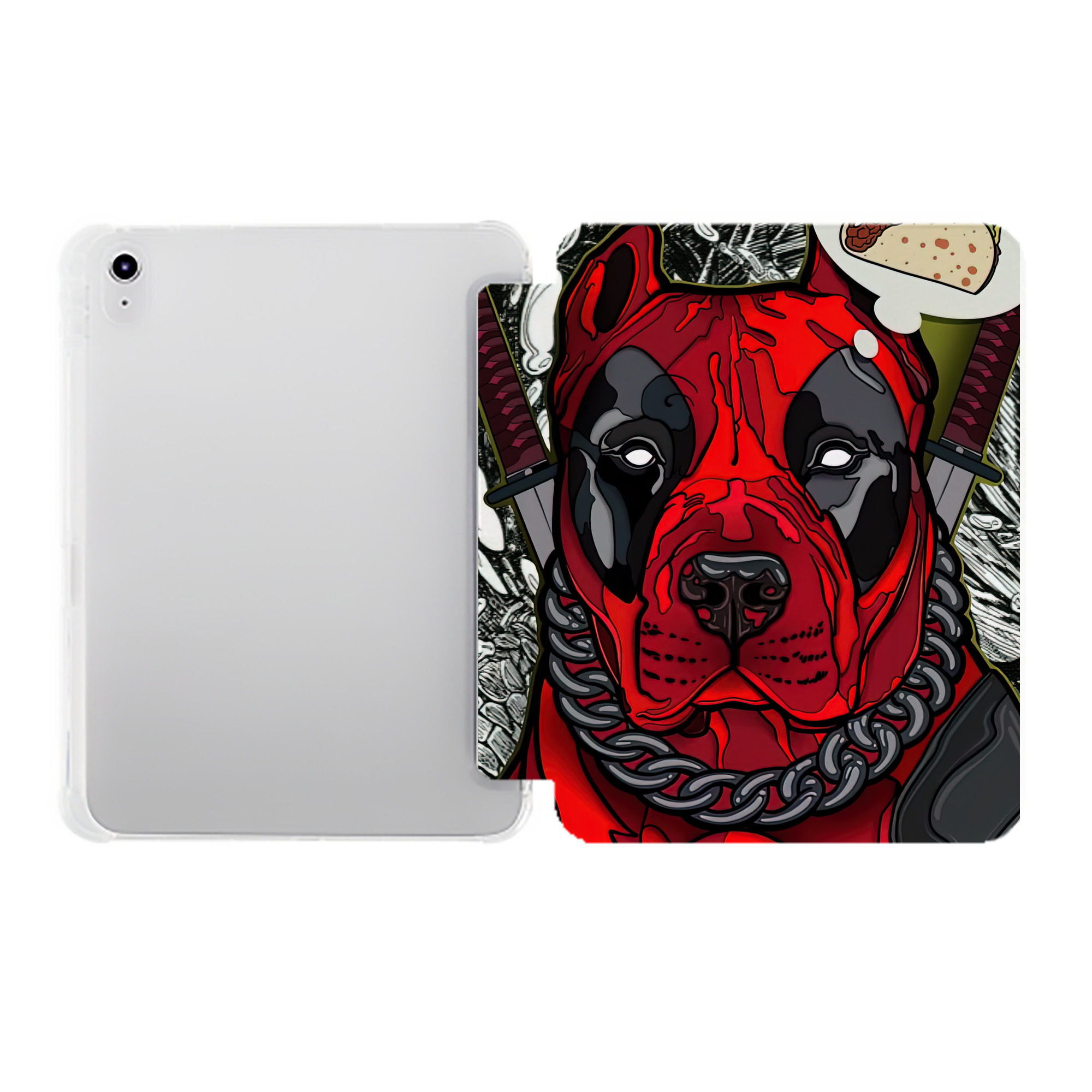 （画像用） Deadpool デッドプール IPad ケース ペン収納付き 三つ折りスタンド PUレザー×シリコン 対応機種9.5/10.5/10.9インチ